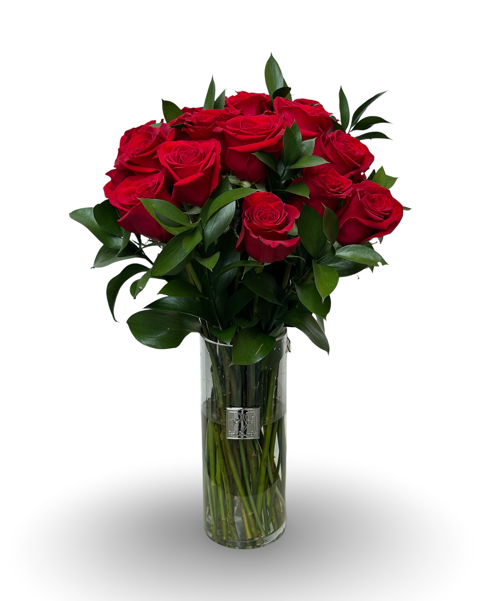 Two Dozen Roses in Tall Glass