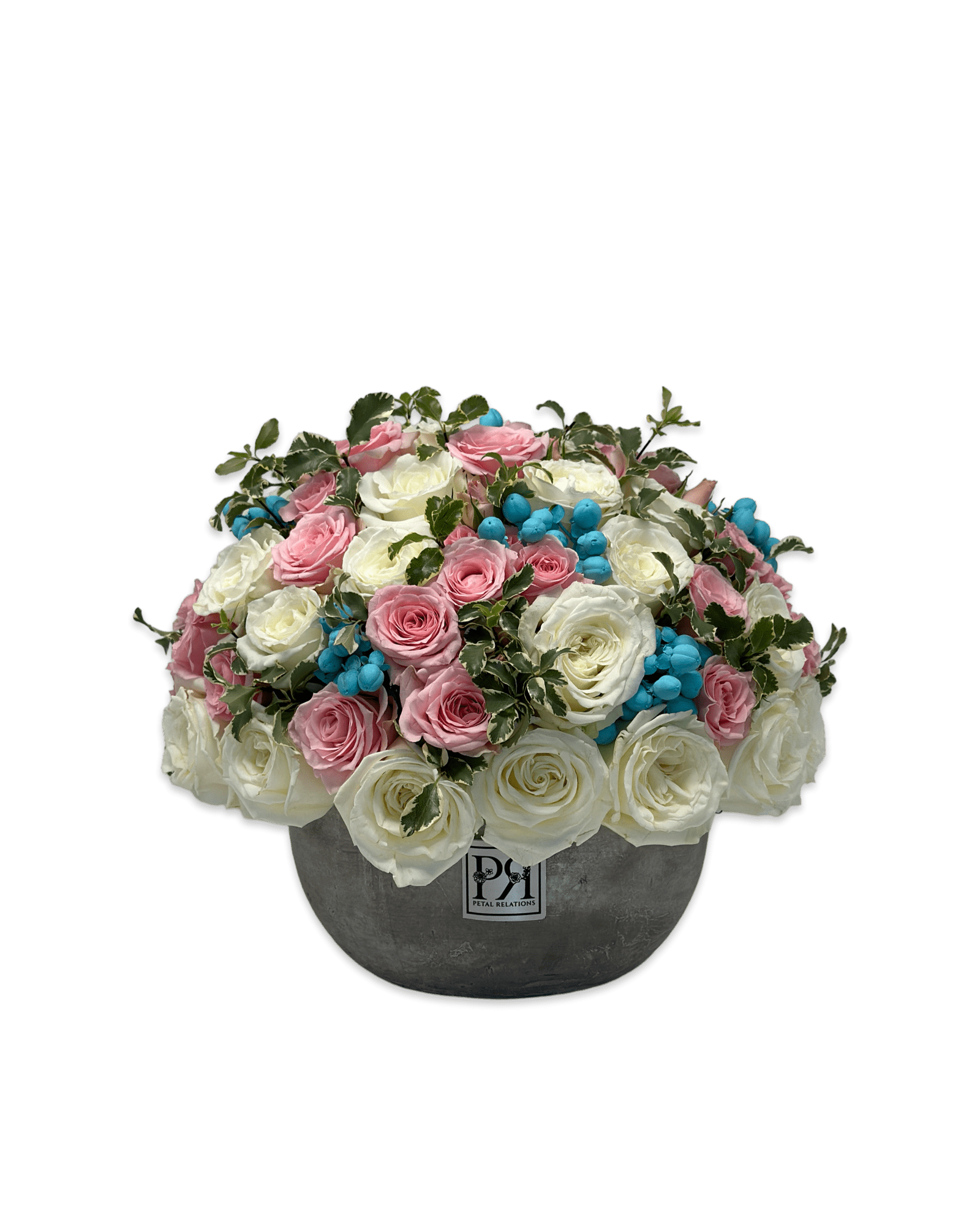 white blue pink baby gender reveal flowers