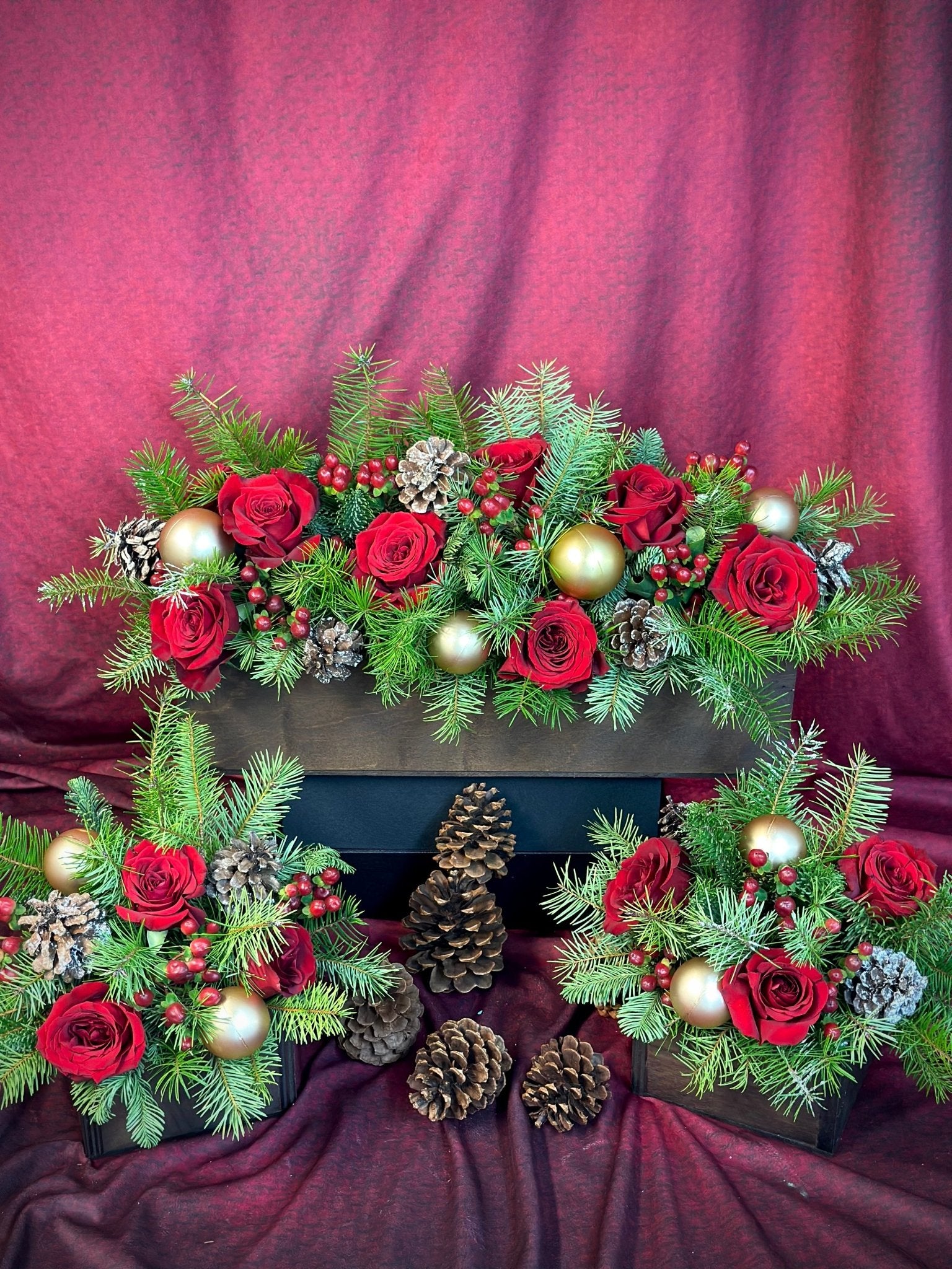 Red Holiday Centerpieces - Petal Relations