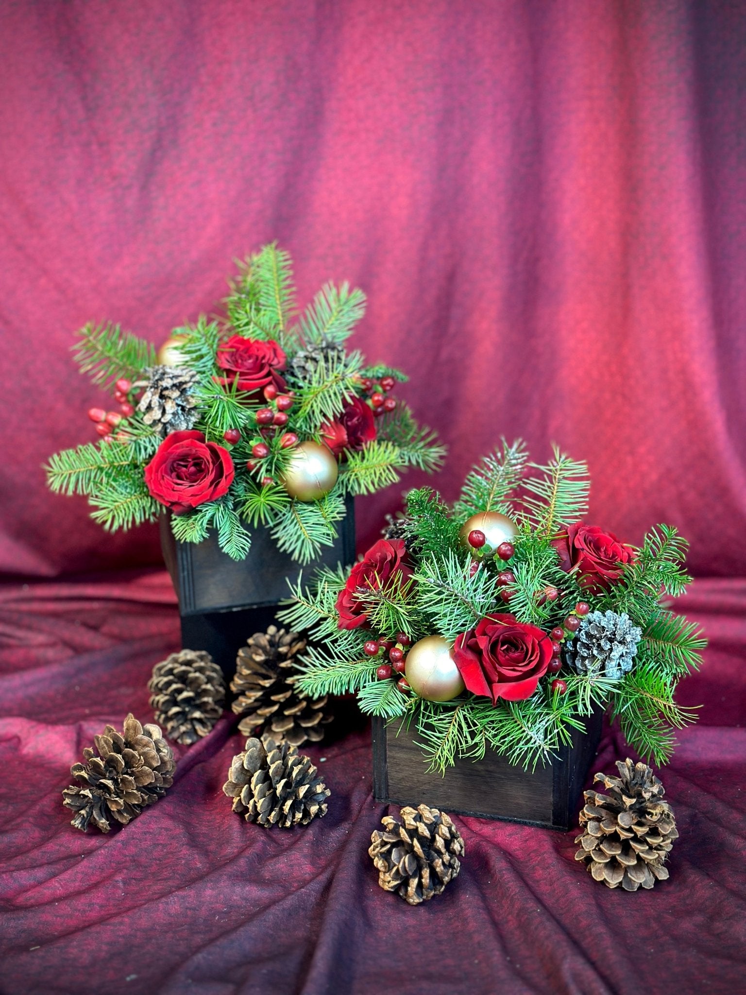Red Holiday Centerpieces - Petal Relations