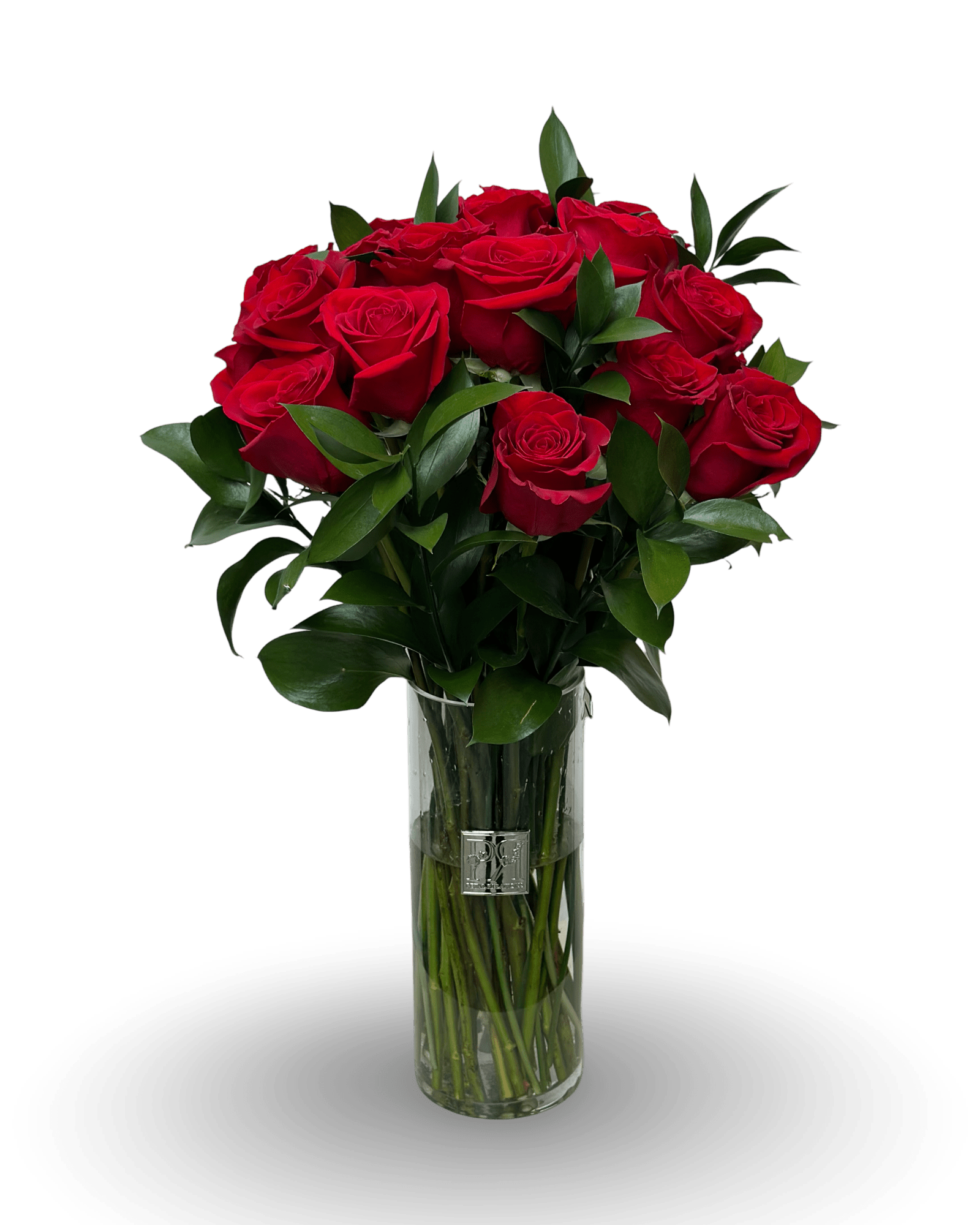 Two Dozen Roses in Tall Glass - Petal Relations