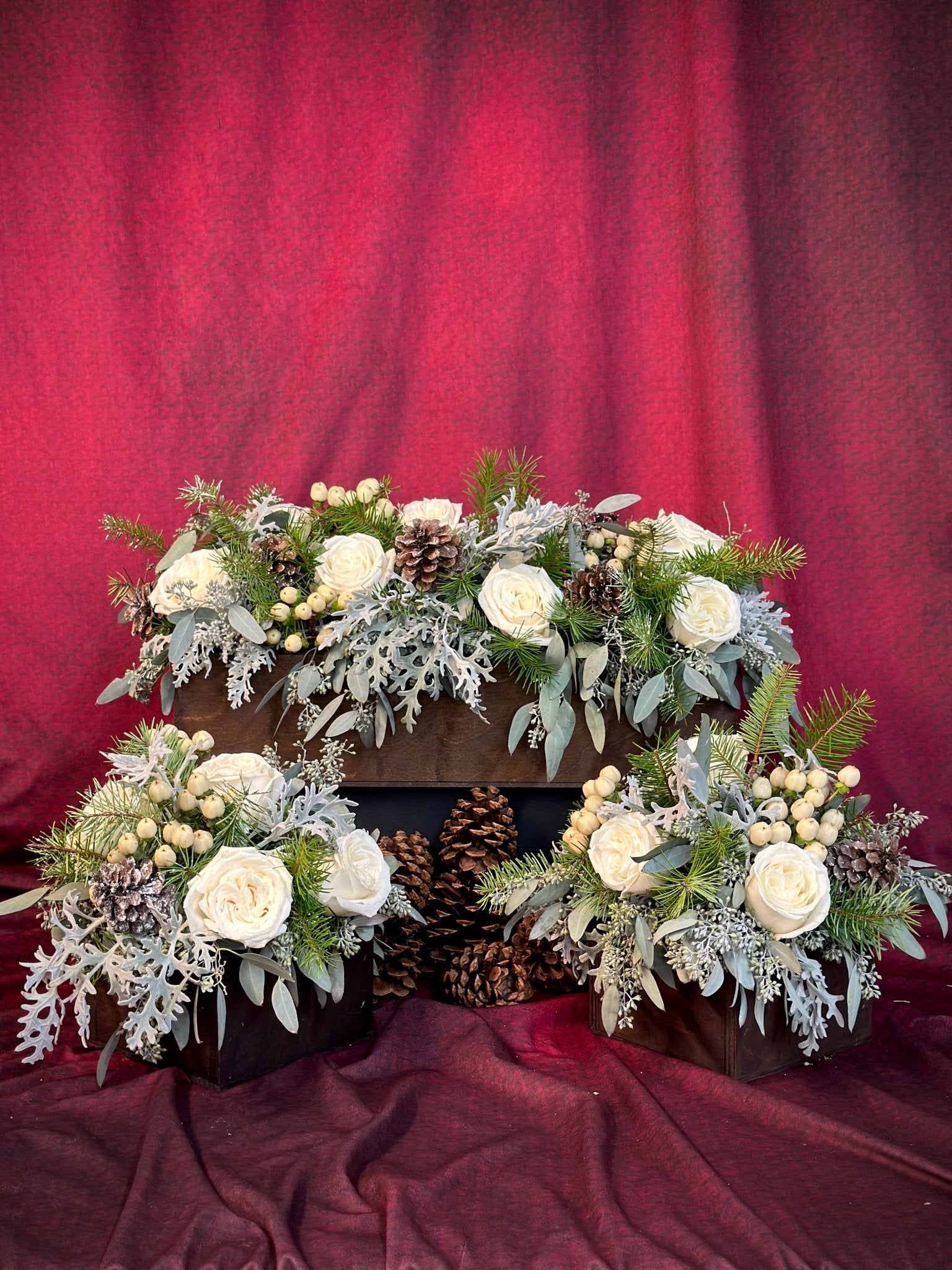 White Holiday Centerpieces - Petal Relations