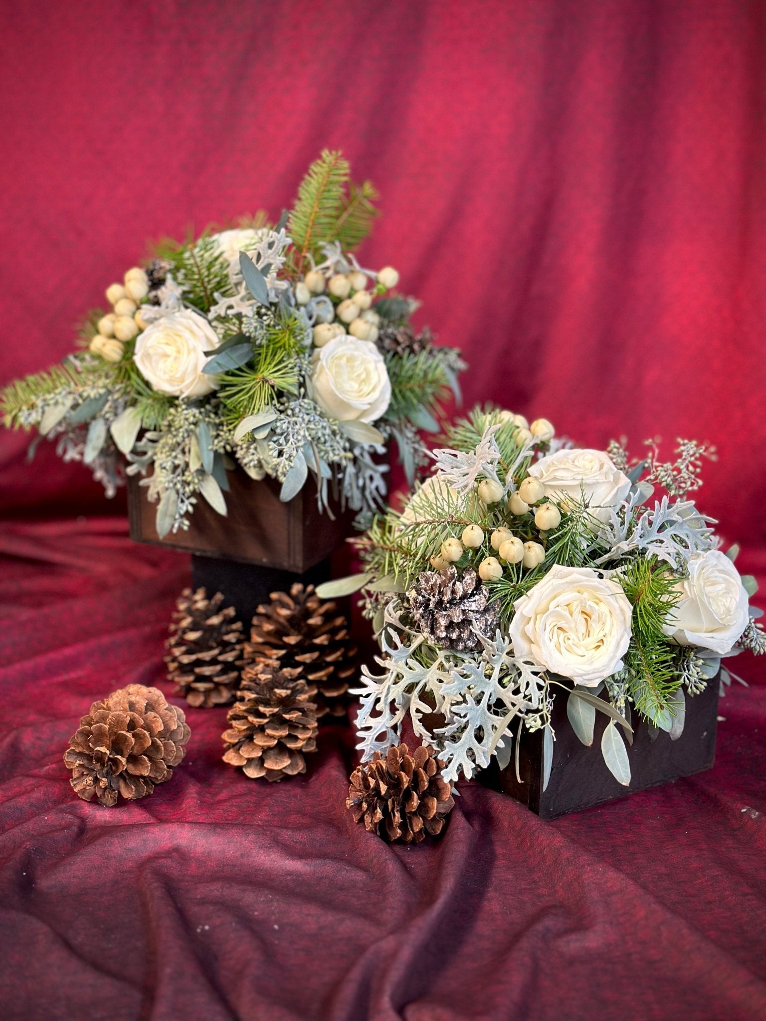 White Holiday Centerpieces - Petal Relations